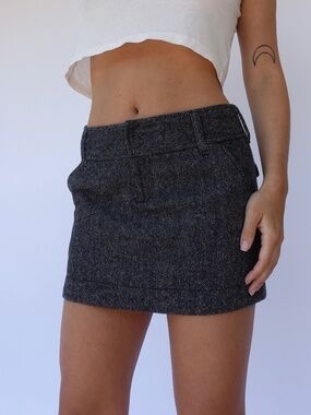 Grey wool blend mini skirt